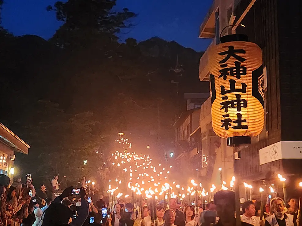 たいまつ行列の様子