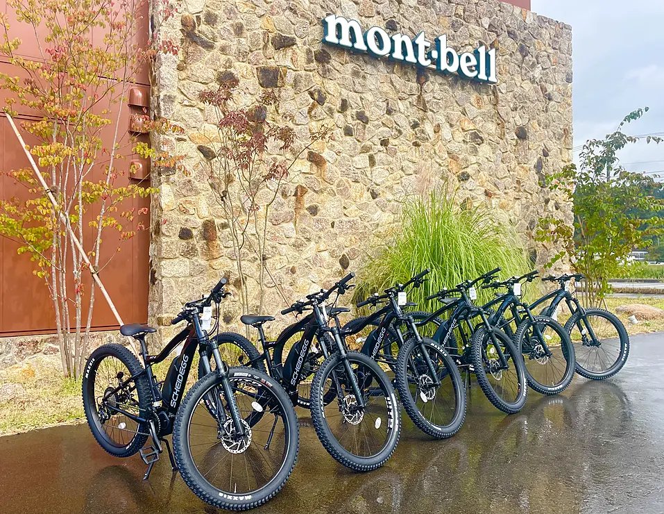 建物の前に並ぶ6台の自転車