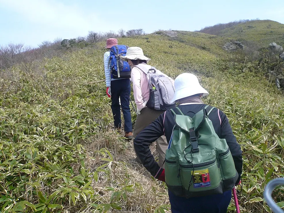 安蔵寺山でトレッキングを楽しむ人たち