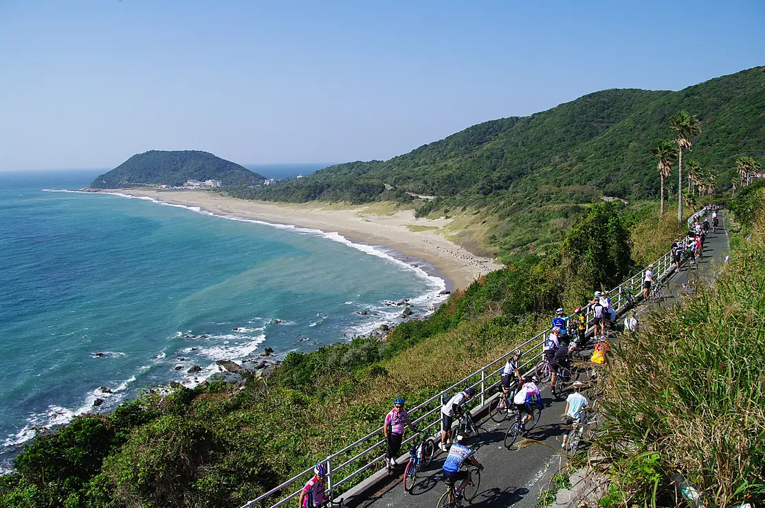 渥美半島でサイクリングを楽しむ人たち