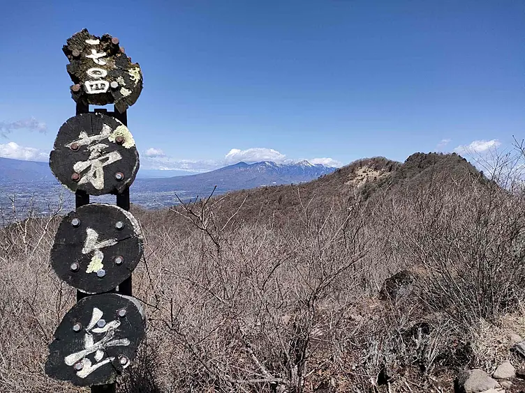 頂上の標識と展望