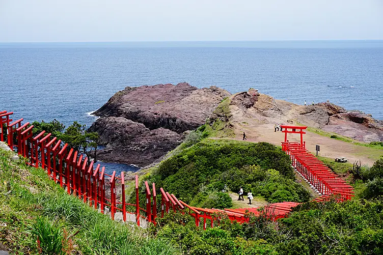 赤い鳥居が並ぶ元乃隅神社