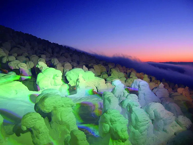 ライトアップされた蔵王の樹氷