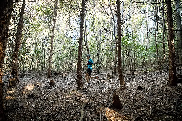山道を走る選手